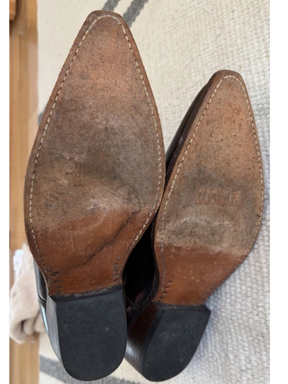VTG Loblan Hand Made Brown Leather Cowboy Boots WesternWear Dress MEN’s 11 EU 45 - Picture 6 of 9